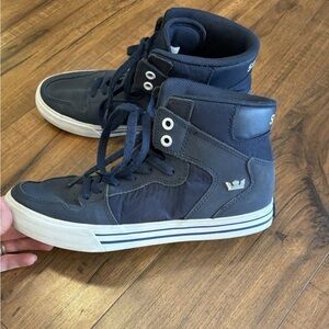 SUPRA Vaider high-top Skate shoes Navy Blue White Canvas Men’s Size 7.5